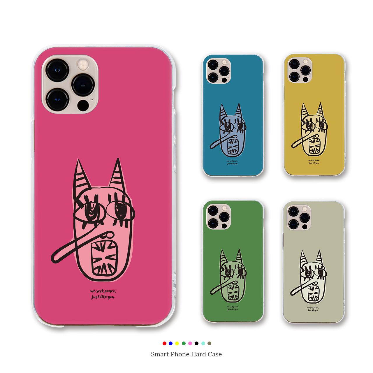ピースフルな鬼フェイス イラスト オリジナル スマホケース クリア