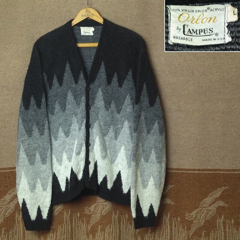 60s CAMPUS Orlon Acrylic Cardigan （L）