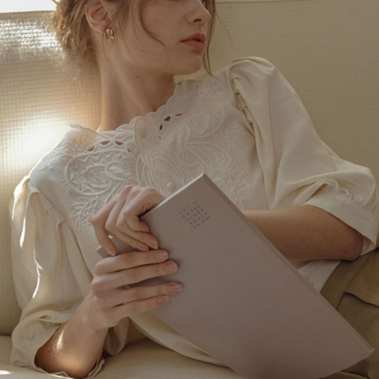 Marie Embroidered Puff Sleeve Blouse F0414