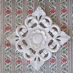 ブロックプリント生地【50cm単位】インド綿 ストライプ柄 白×くすみグリーン×赤 #46396-GR2