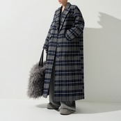 チェック柄ビッグシルエットコート H0037