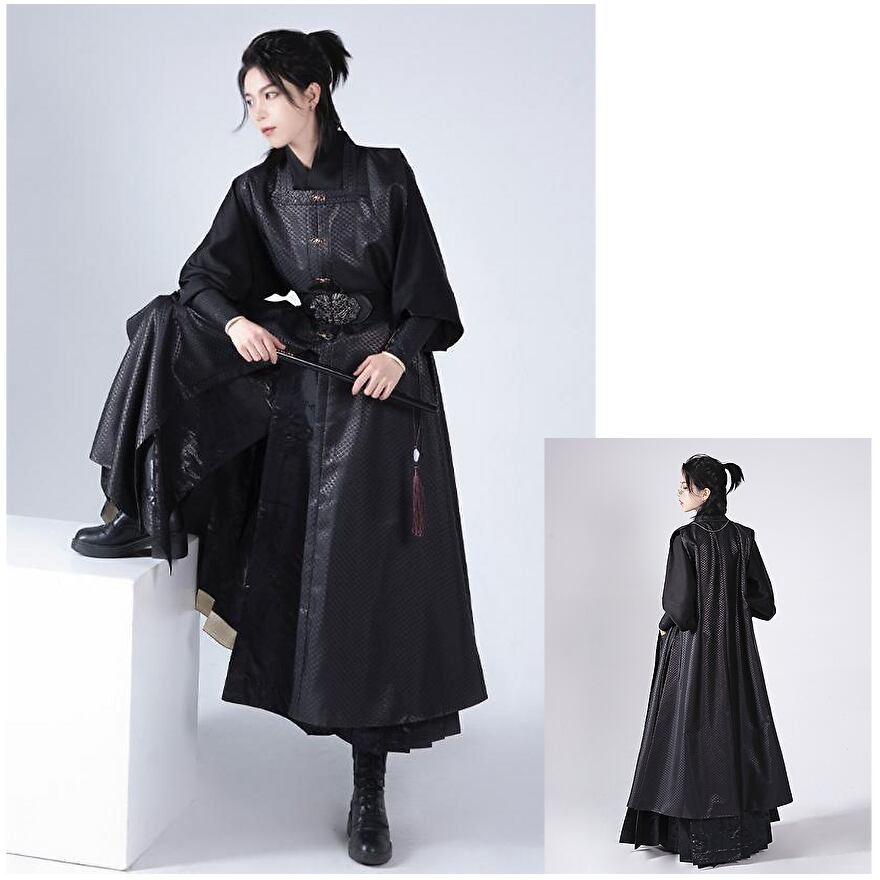 サブカル 服 地雷系 通販 納期30日 チャイナ服 漢服 民族衣装 ロングベスト ユニセックス 闇かわいい チャイニーズゴシック 大人増し クールチャイナ服 イベント 舞台衣装