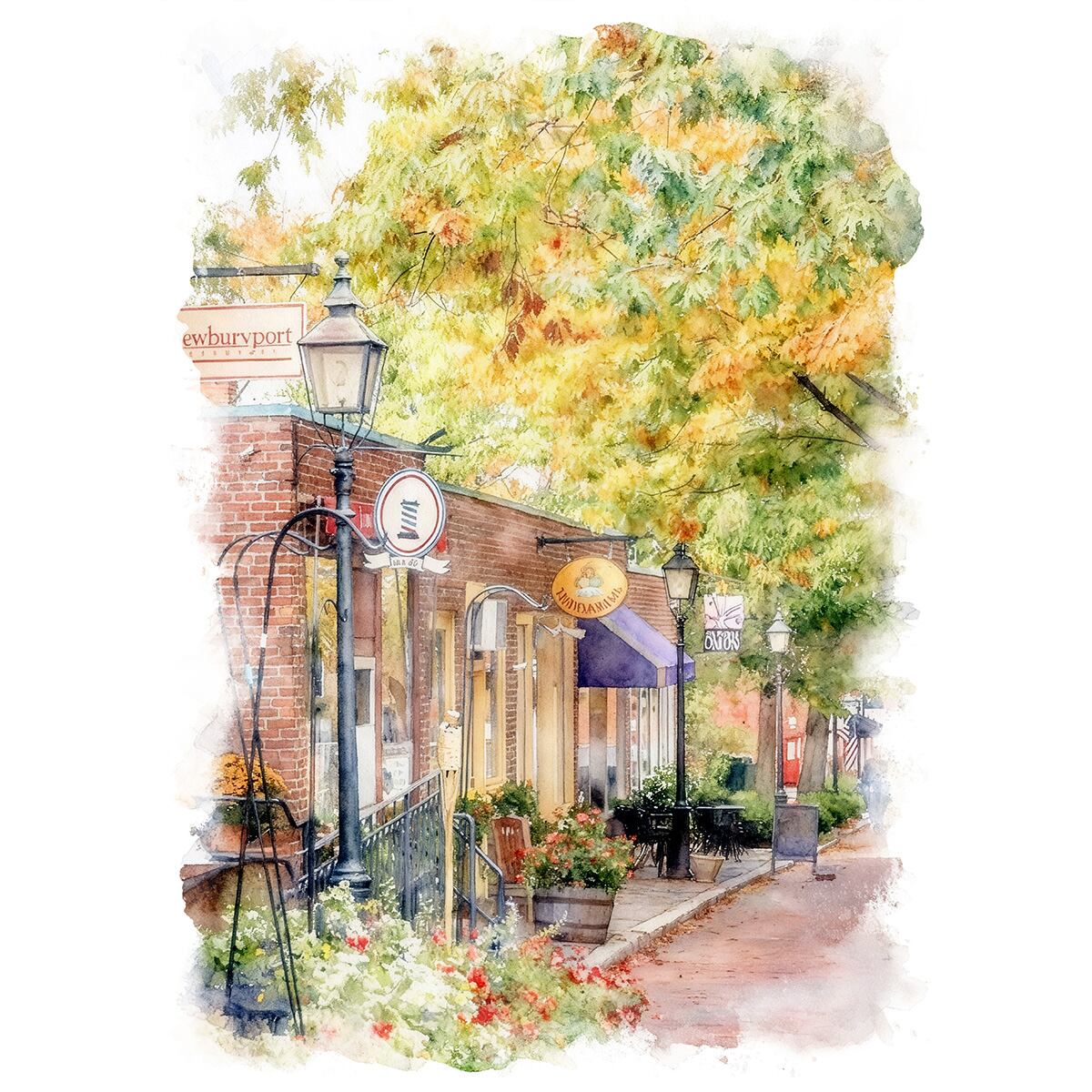 絵画 アメリカ 風景画(街並み) マサチューセッツ州ニューベリーポート