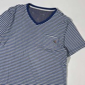 Paul Smith ポールスミス ボーダー Vネック Tシャツ カットソー L/ブルー メンズ