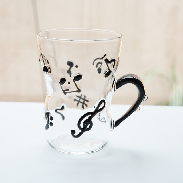 【竹川久仁子】耐熱ガラス　音符マグカップ　T-4-C