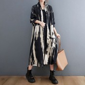 アート柄 切替 ロングアウター 60077