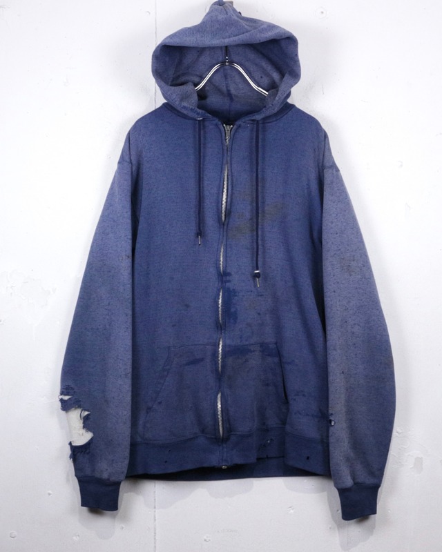 【Caka act2】70’s〜80’s Made in USA Vintage Thermal Lined Loose Zip Up Hoodie