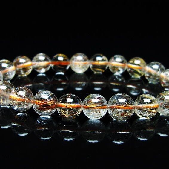キャッツアイルチルクォーツ ブレスレット 8mm ルチルクォーツ ブレス 一点物 メール便可 [M便 1/10] 111-45871