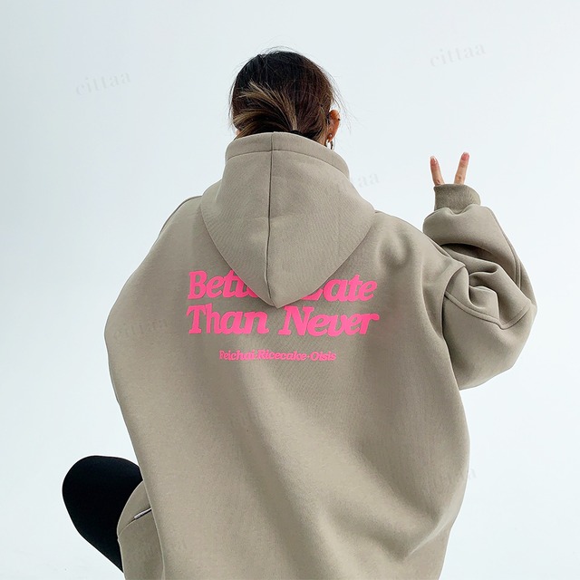 ★予約★D-1345　2026秋新作♡Better発泡プリントフーディー　グレーグリーン