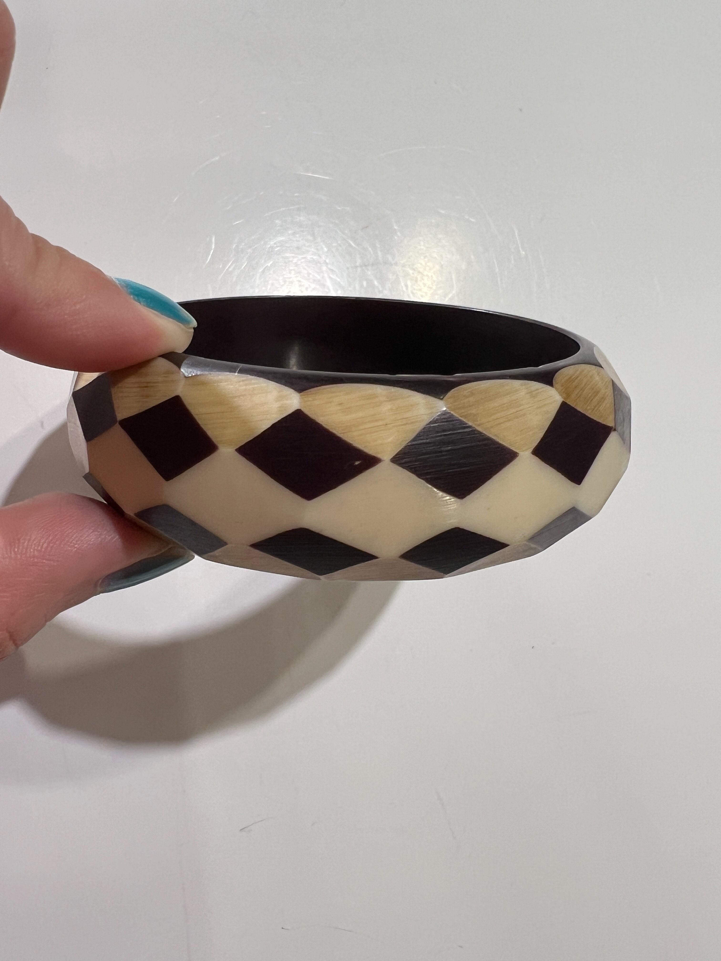 Vintage indian black × Ivory wood bangle ( ヴィンテーインド ウッド バングル )