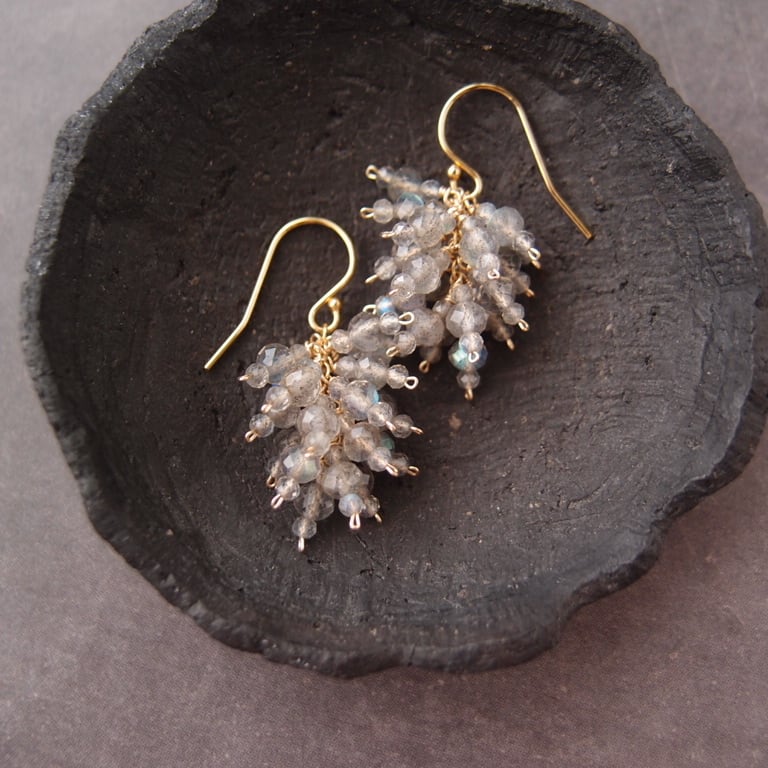 【K14gf】Labradorite Earrings/ラブラドライト フリンジピアス