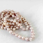 バロックパールネックレス　ピンク　不揃い中玉　ロングネックレス　真珠のネックレス　二重　19acj6-2
