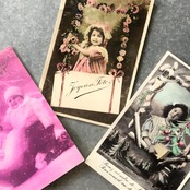 1900s france antique 永遠の少女と少年 ポストカード 3p