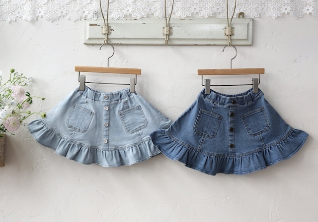 ラスト1 light blue7【即納】<flo> Anise denim skirt