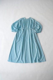 【suie】Polka dot gathered sleeve dress/ポルカドットパフスリーブワンピース(水色×青ドット)