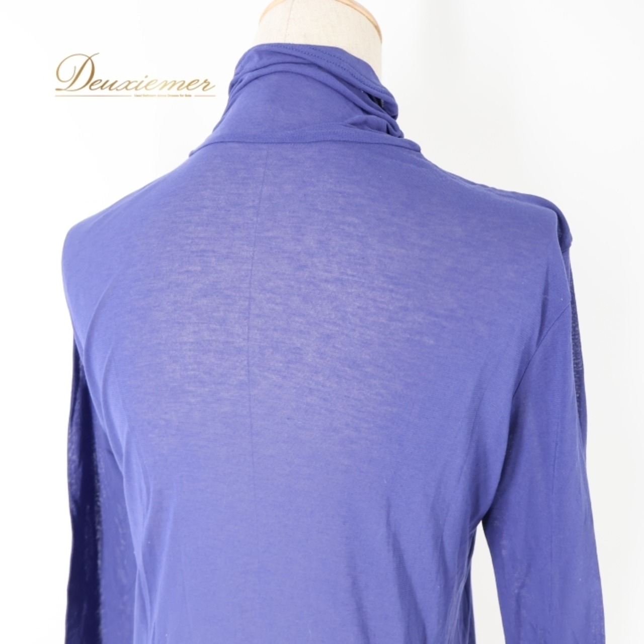 レディース トクコプルミエヴォル TOKUKO 1er VOL トップス パープル系 ブルー系 ハイネック 無地 シンプル 伸縮 ストレッチ 長袖 紫 青 透け感 タートルネック 日本製 かわいい カジュアル お出かけ おしゃれ