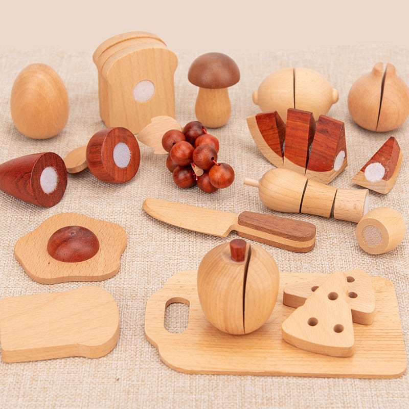 野菜&果物おままごと30点セット 木製おもちゃ ナチュラル 知育玩具 ...