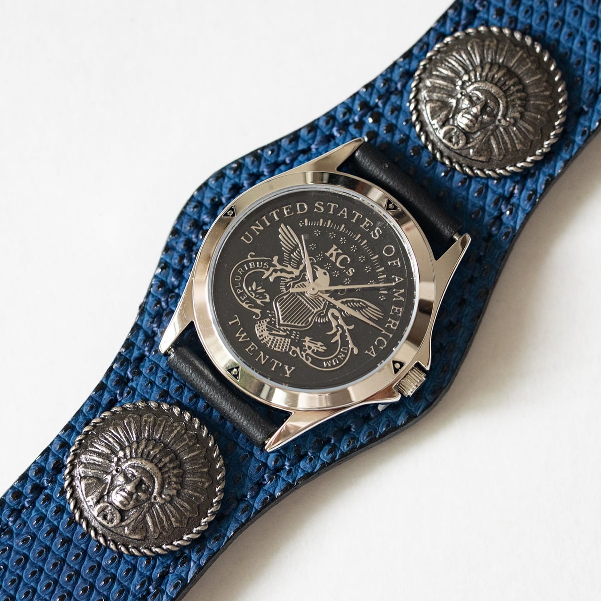 直営店限定商品】ウォッチブレス スリーコンチョ 姫路黒桟リザード