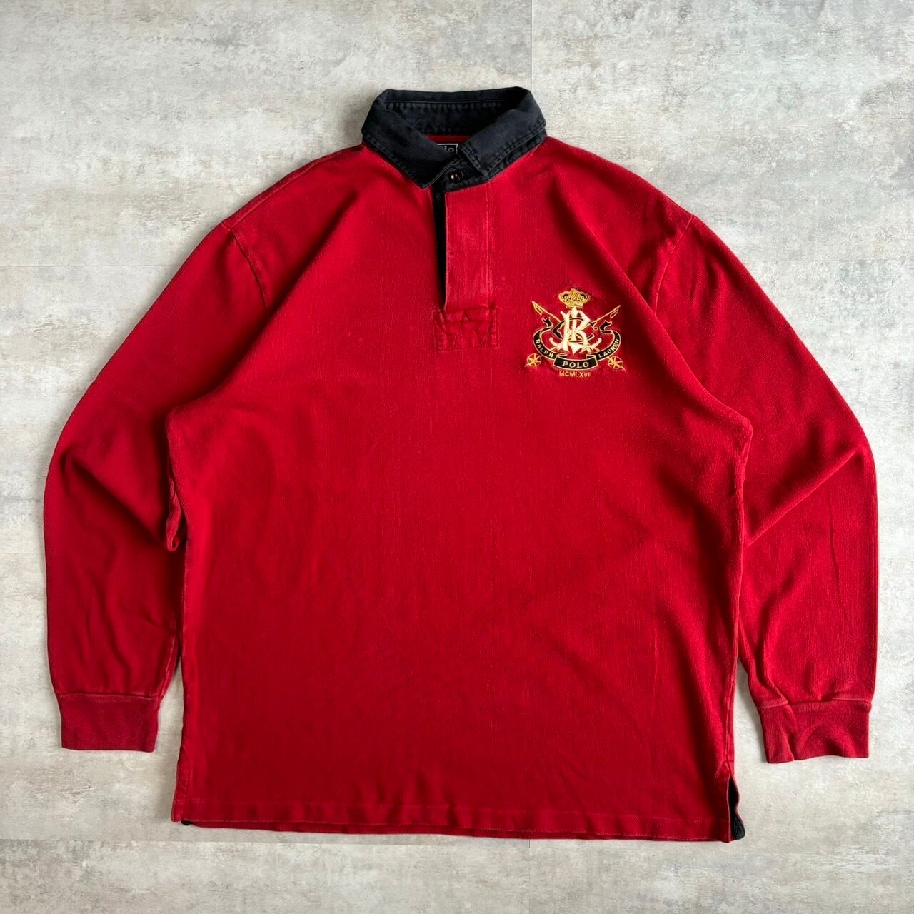 ポロラルフローレン ラガーシャツ ワンポイント刺繍 M No.1364