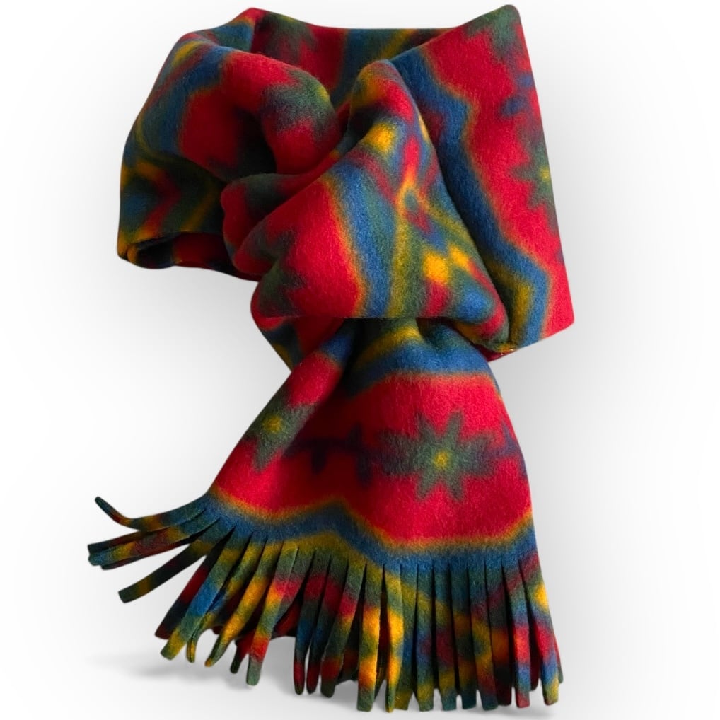 差し込みショートマフラー CH-01 ブラウンベース レッド＆ブラック