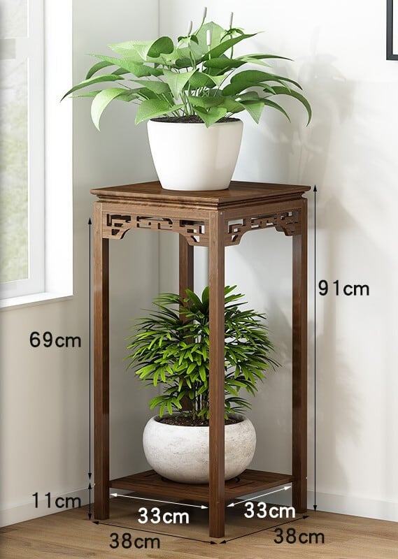 フラワースタンド 2段 アンティーク調 彫刻 装飾 観葉植物 多肉植物