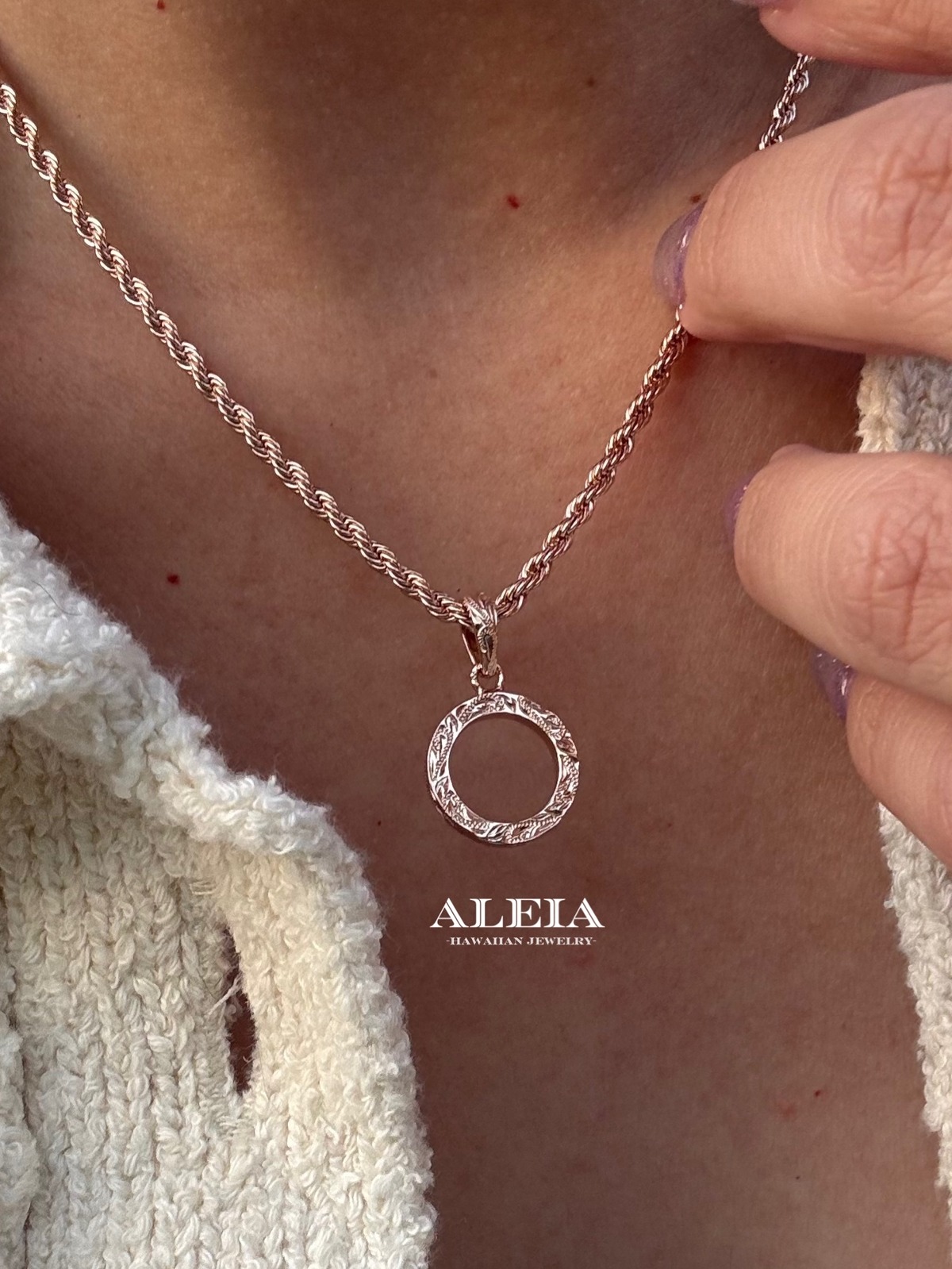 deep carving circle necklace [316L]ハワイアンジュエリー | ALEIA 
