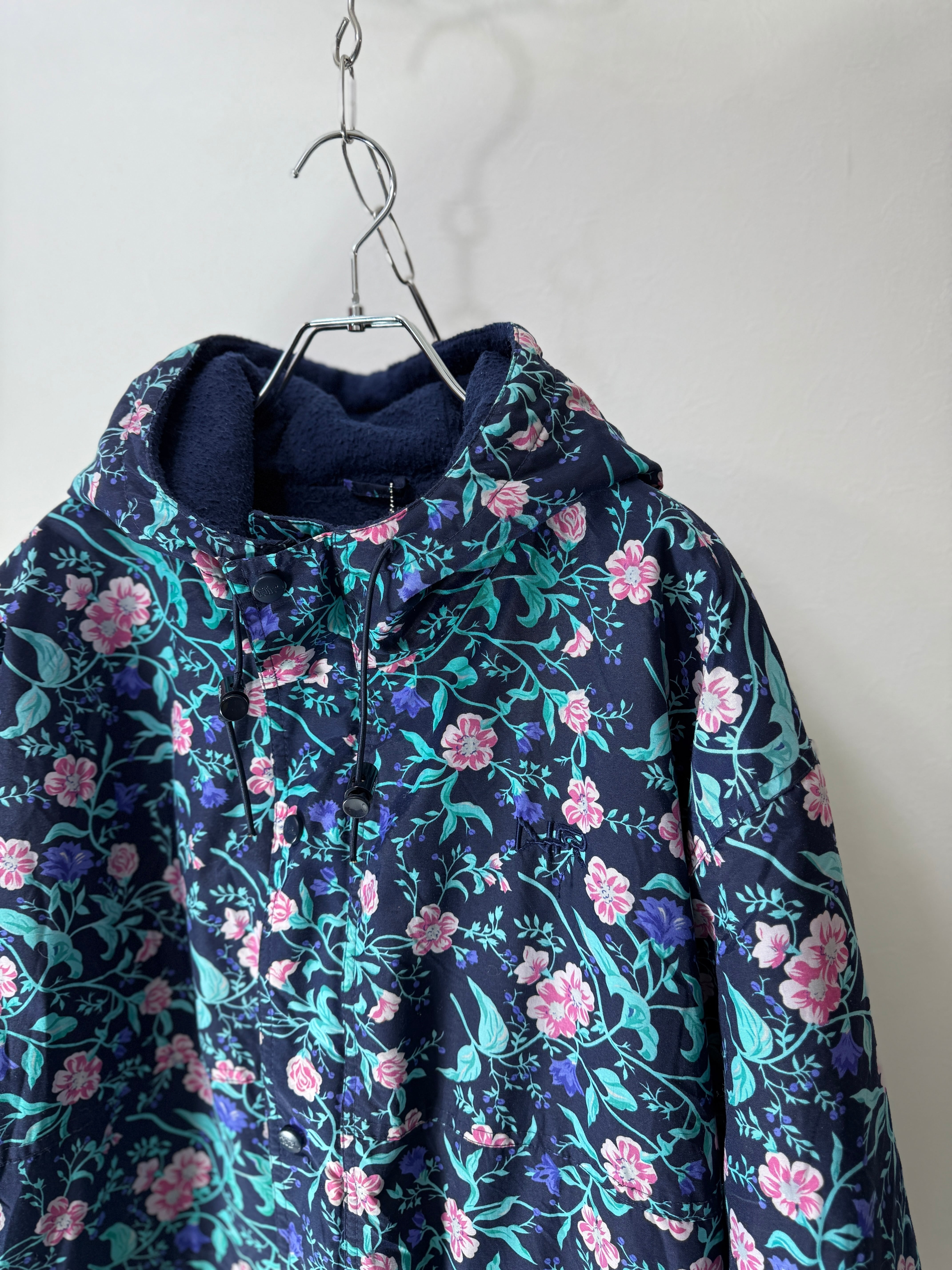 90’s botanical design Nylon × Fleece Jacket