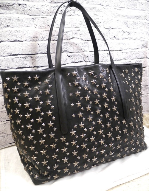 美品★JIMMY CHOO ジミーチュウ PIMLICO ピムリコ M メンズ 大容量 マルチ☆スタッズ レザー トート バッグ 黒★ メンズ定番の大容量モデル