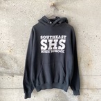 white logo black hoodie