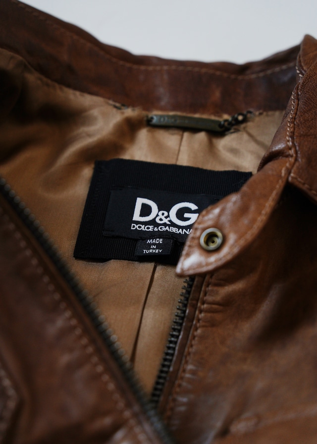 DOLCE&GABBANA lamb leather zip up jacket