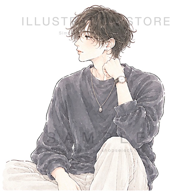 ダークトーンの服を着た男性のイラスト素材