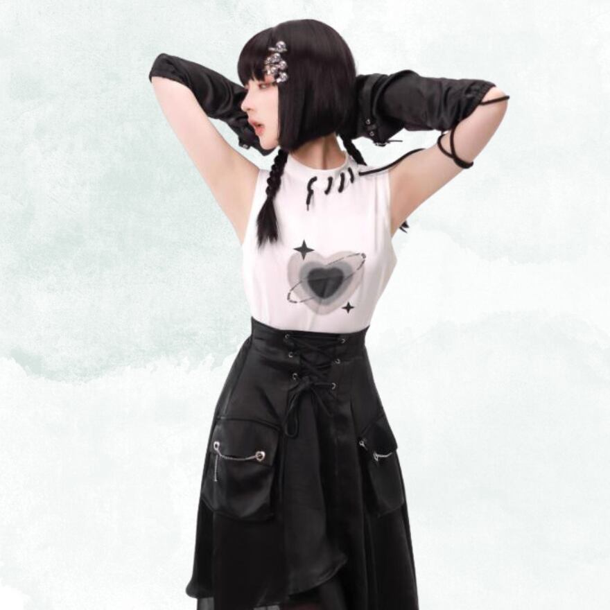 Love ring Love ribbon ジャンパースカート　黒 Love ring Love ribbon ジャンパースカート黒