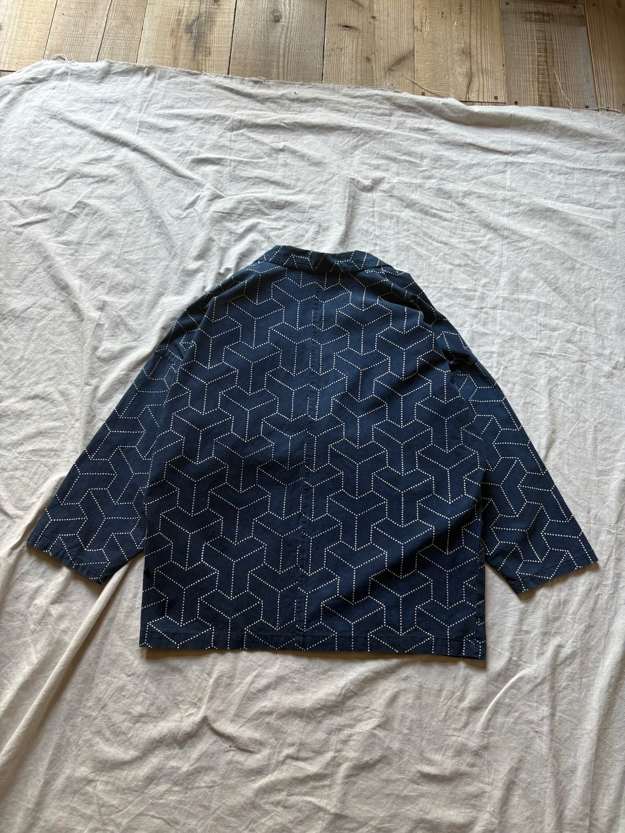 ”Sashiko" Patterned Dolman Sleeve Jacket