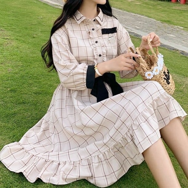 ペンチェックフリルリボンワンピース 3146 Sucrier シュクリエ お砂糖みたいに甘くてかわいい 量産型プチプラガーリー服 通販