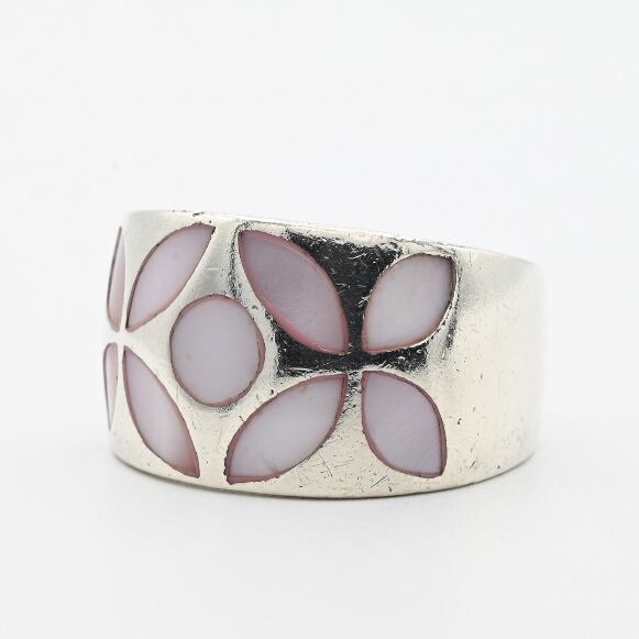 Pink Mother Of Pearl Inlay Petal Design Ring #20.0 / Denmark