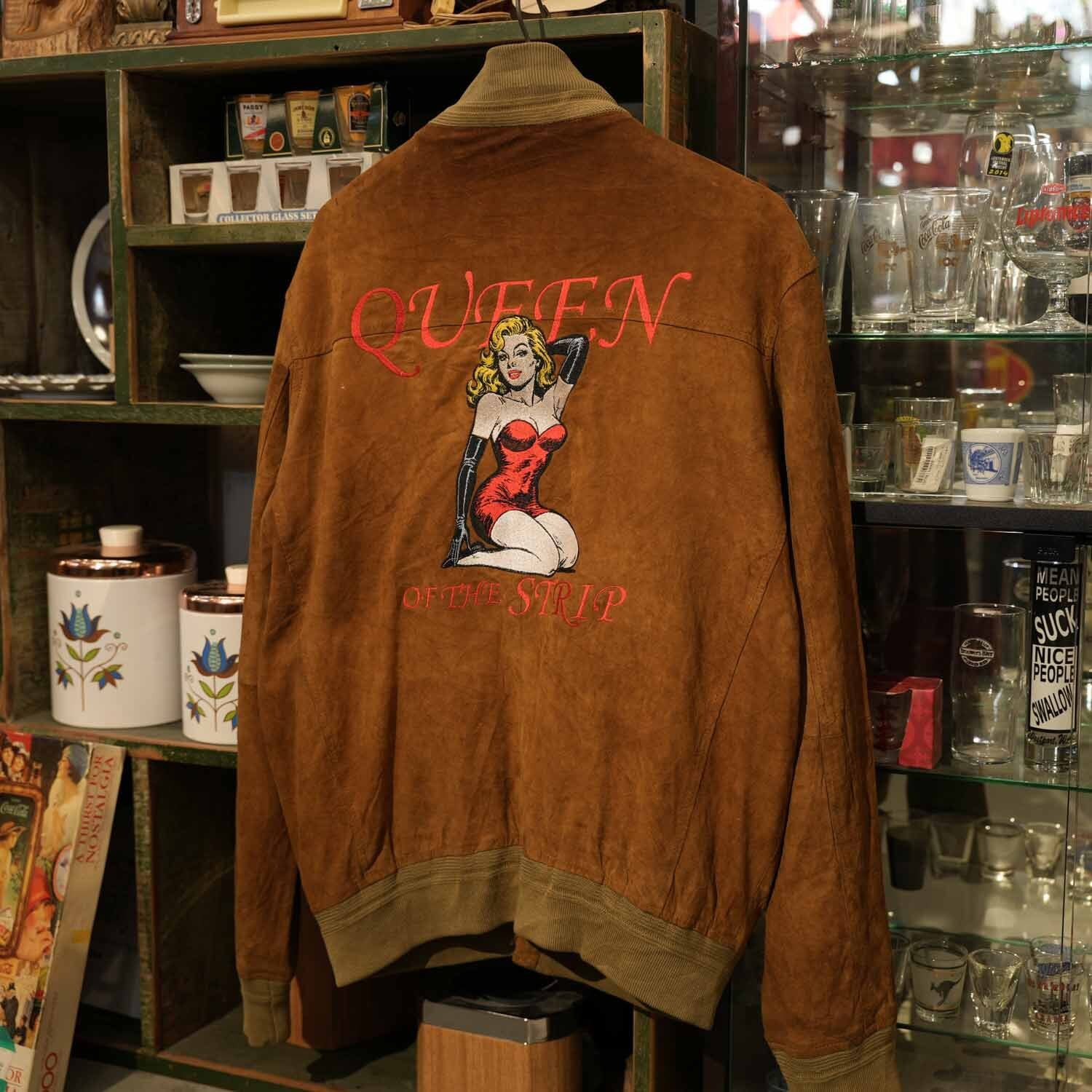 90s～ Valstar型 ヴィンテージ 刺繍 レザーブルゾン 本革 スーベニア