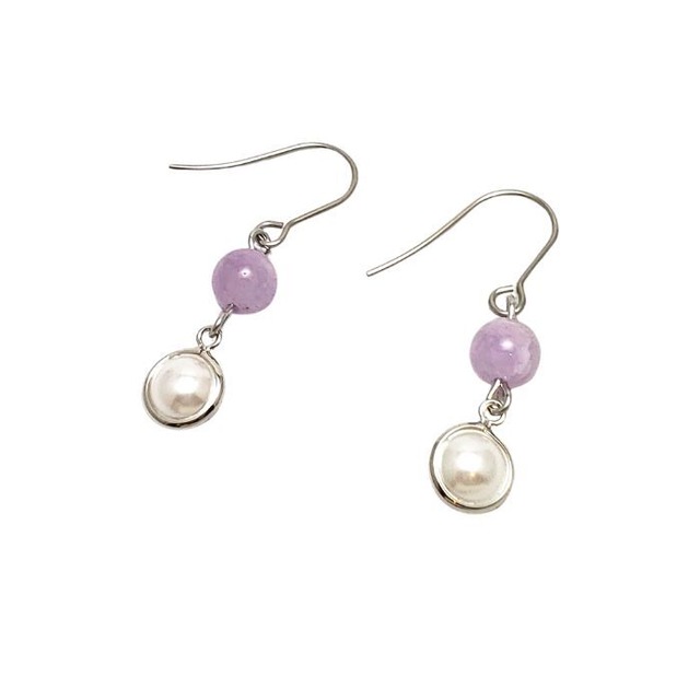 ラベンダーアメジスト アメジスト パワーストーン ピアス 天然石 ハンドメイド 手作り ピアス 紫 パープル ぶら下がり ピアス レディース 女性 おしゃれ かわいい メール便 プレゼント ラッピング可 金属アレルギー チタン 変更可 2月 誕生石 アクセサリー