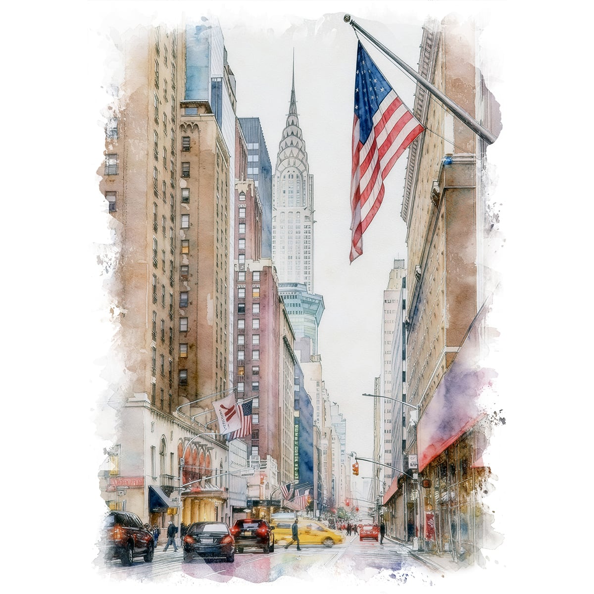 絵画 風景画(街並み) アメリカ ニューヨーク クライスラービルディング
