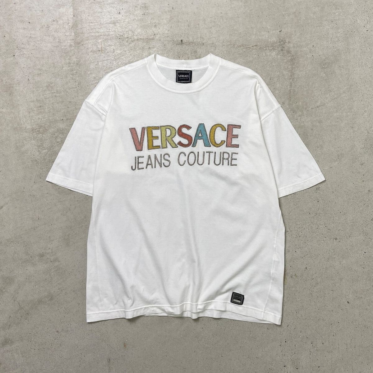 90年代 イタリア製 VERSACE JEANS COUTURE ヴェルサーチ ロゴ刺繍 T 