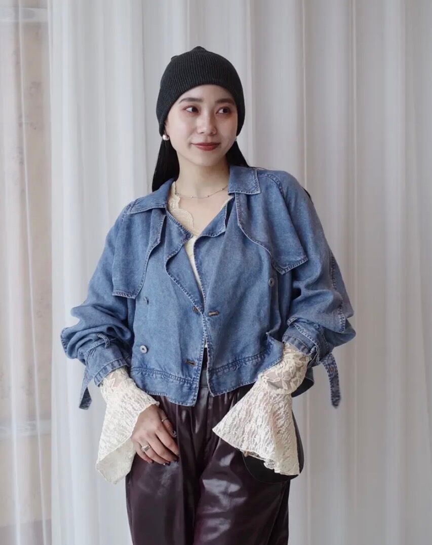 AMERI】TENCEL DENIM SHORT TRENCH COAT (0126107410450) | CLOAK&CO
