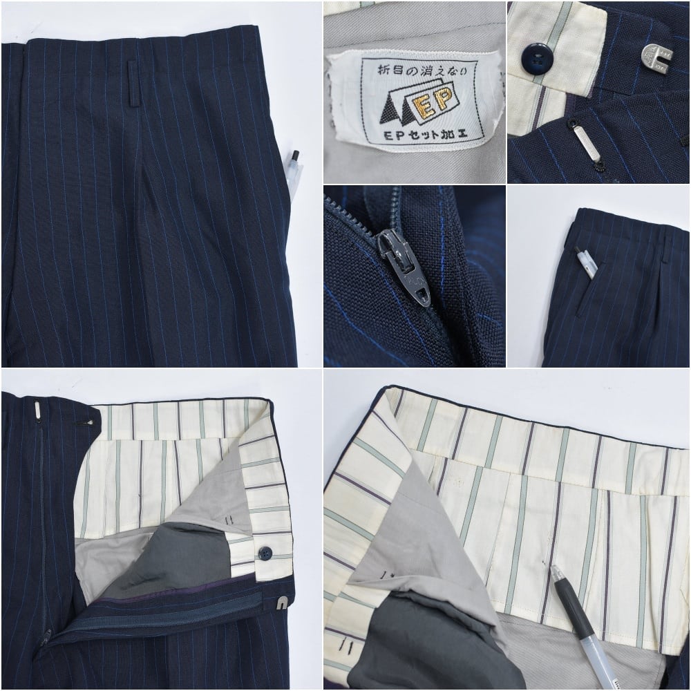 Vintage ストライプ ワイド タック スラックス パンツ ヴィンテージ