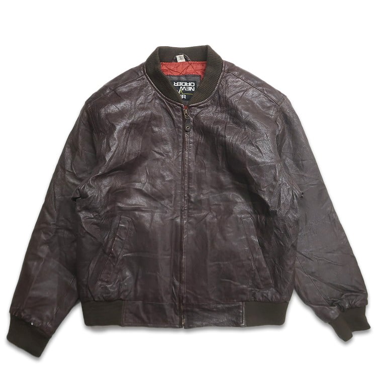 ☆US古着☆【本革 レザー ジャケット/ブルゾン ブラウン】メンズ2XL 古着 NEW ORDER 本革 レザージャケット ブルゾン ブラウン 表記：XL