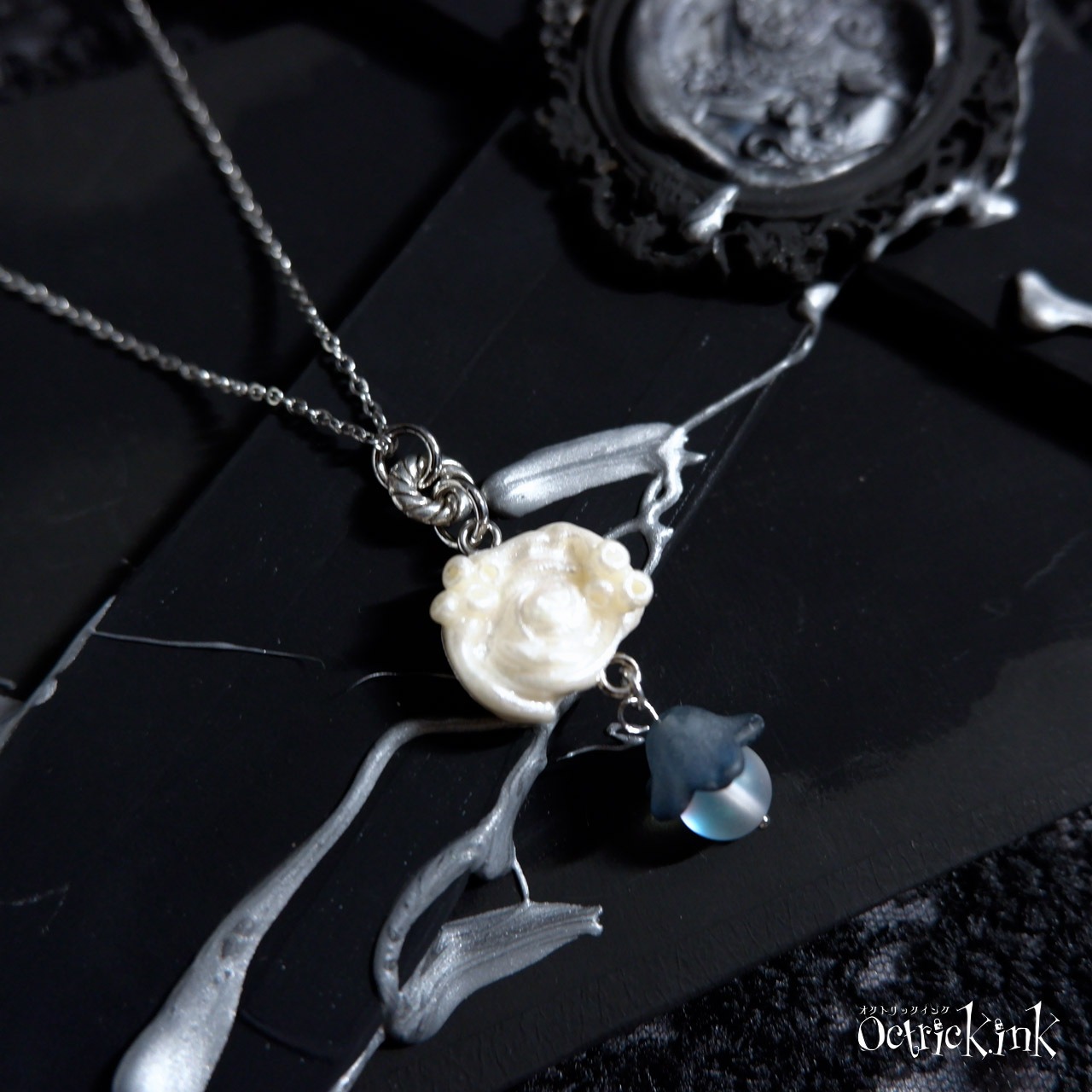 月と霧の深海薔薇ネックレス｜KRAKEN Bubble Rose Moon fog Necklace