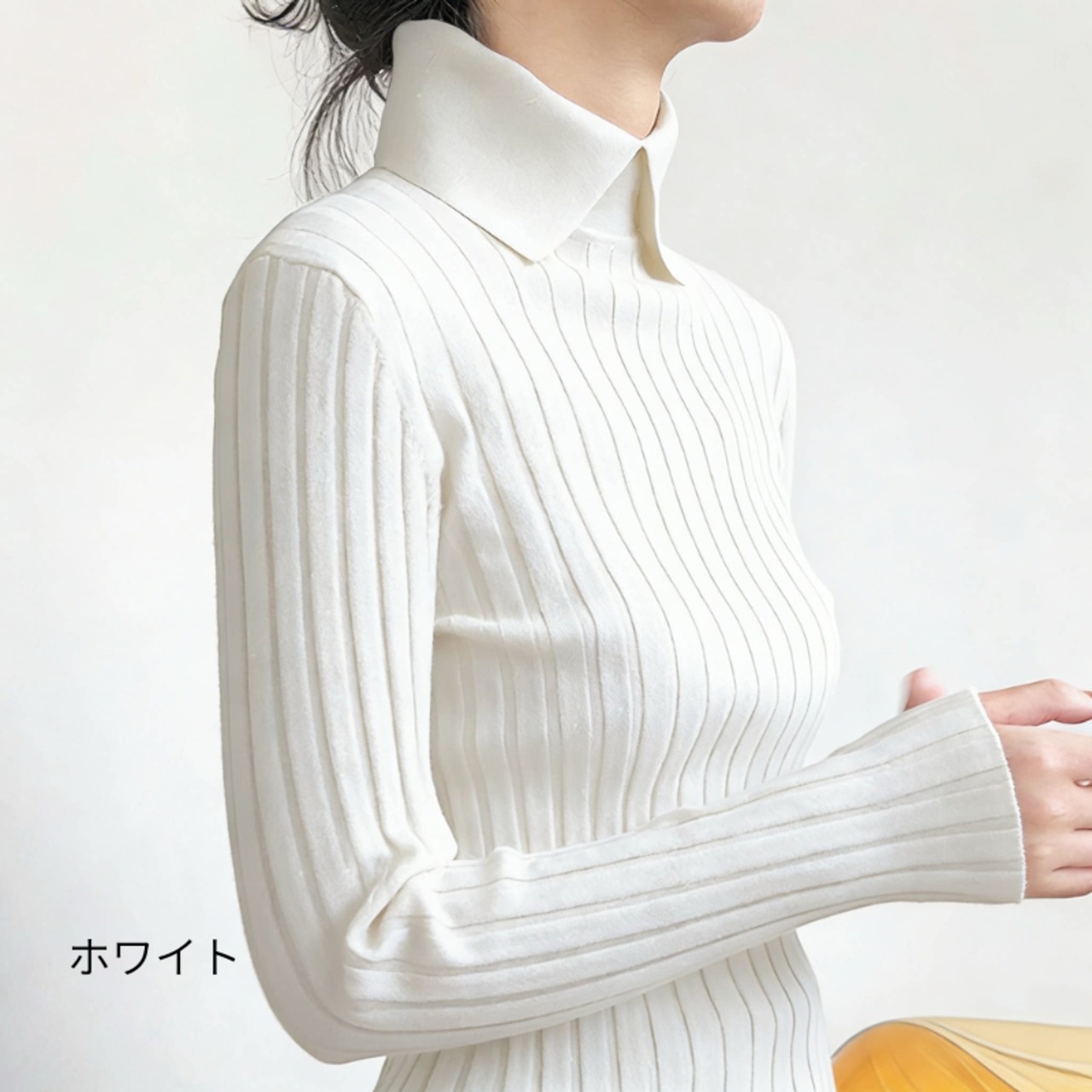 襟付き リブニット 長袖 ニットポロシャツ  6col  00036・画像14