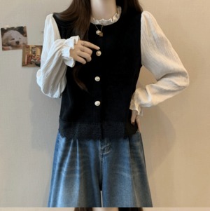 layered corduroy blouse　A0239
