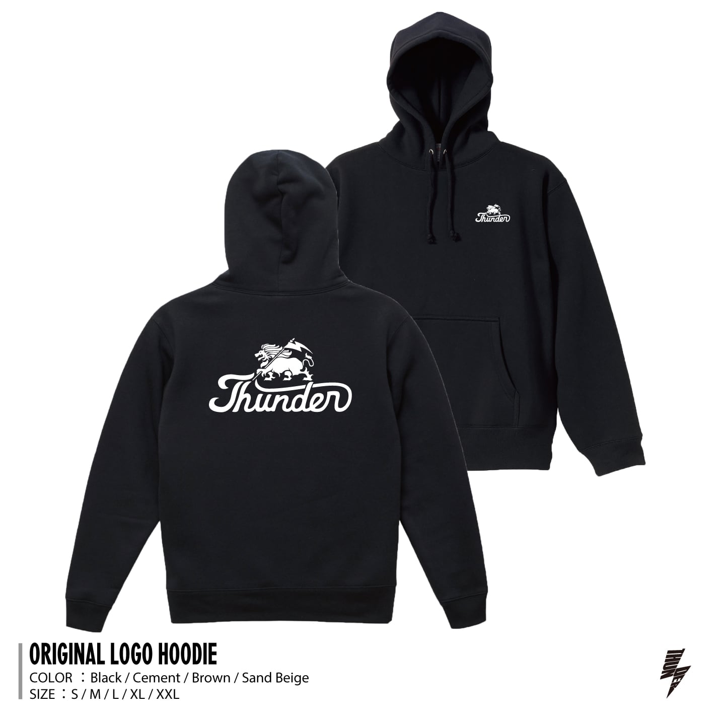 パーカー【ORIGINAL DESIGN -Black-】 | thundermusic