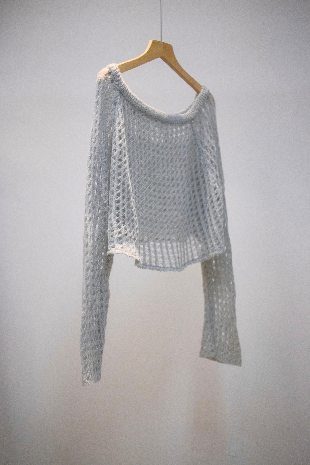 Glitter Mesh Knit Top / GRAY - 2