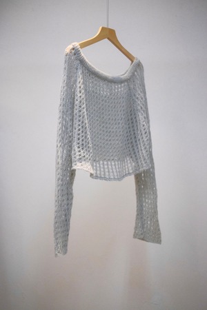 Glitter Mesh Knit Top / GRAY