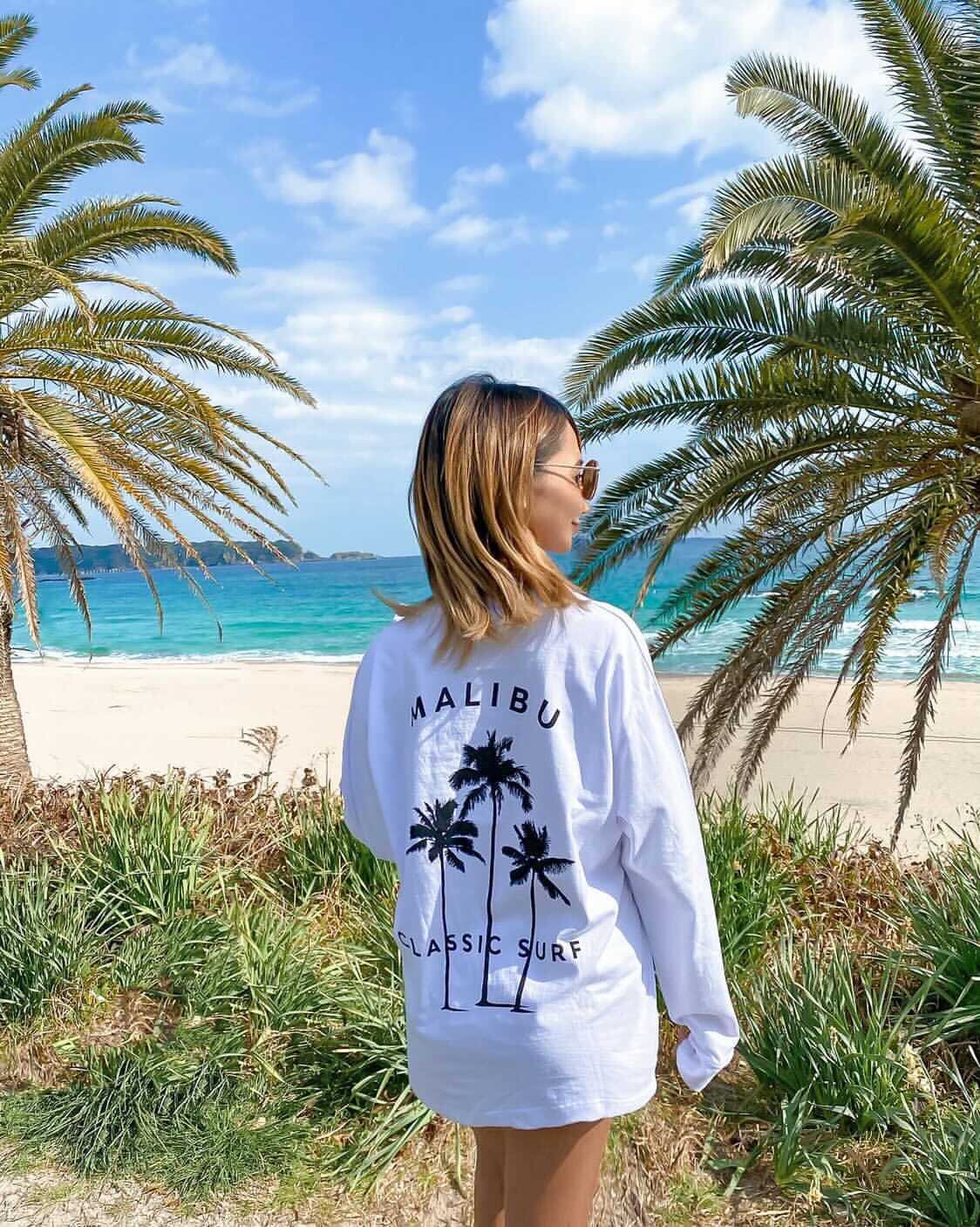 人気 ☆ PALM TREE SURF ロゴ ビッグシルエット ポケット 長袖 Tシャツ ...