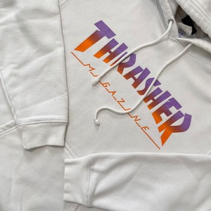 【THRASHER】プリント スウェット パーカー フーディー プルオーバー L ロゴ スケボー スケートボード スラッシャー US古着